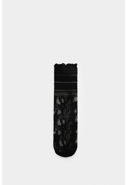 Calcetín Largo En Encaje Para Mujer Icaro Calcetín Largo En Encaje Para Mujer Icaro Negro XS VÉLEZ
