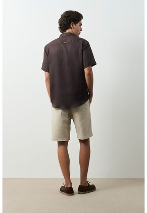 Camisa En Lino Manga Corta Siena Para Hombre Camisa En Lino Manga Corta Siena Para Hombre Cafe S VÉLEZ