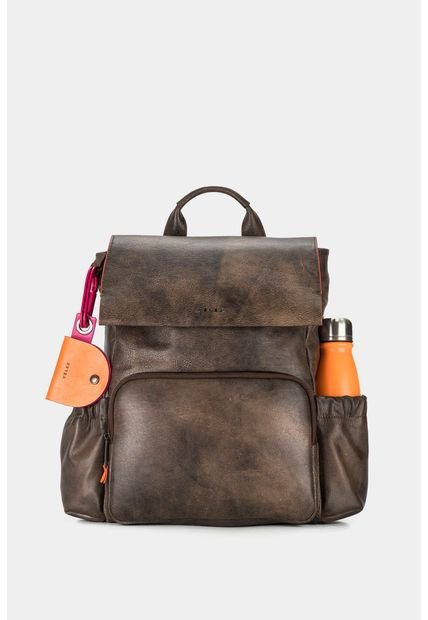 Morral Zermatt De Cuero Para Mujer Tapa Y Bolsillo Frontal