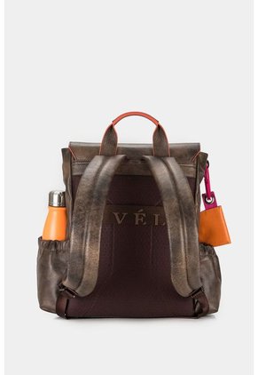 Morral Zermatt De Cuero Para Mujer Tapa Y Bolsillo Frontal