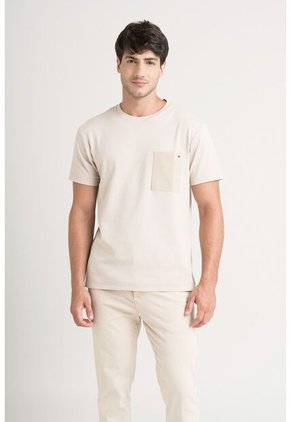 Camiseta En Algodón Para Hombre Bolsillo Cuero Camiseta En Algodón Para Hombre Bolsillo Cuero Arena L VÉLEZ