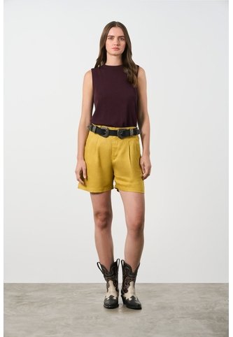 Short En Lino Mira Para Mujer Short En Lino Mira Para Mujer Amarillo Limon 12 VÉLEZ Vélez