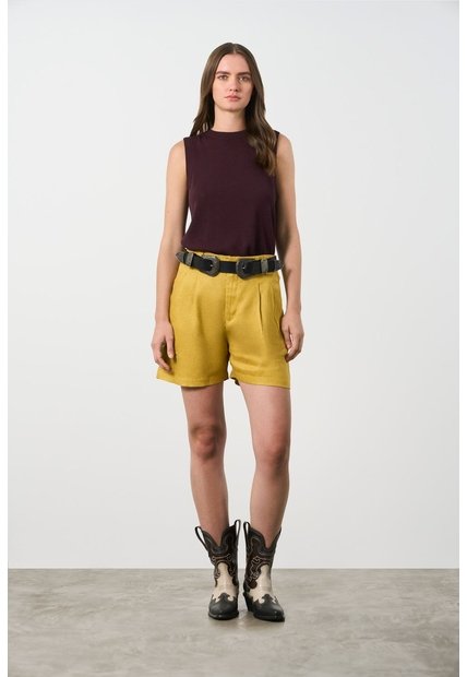 Short En Lino Mira Para Mujer Short En Lino Mira Para Mujer Amarillo Limon 12 VÉLEZ