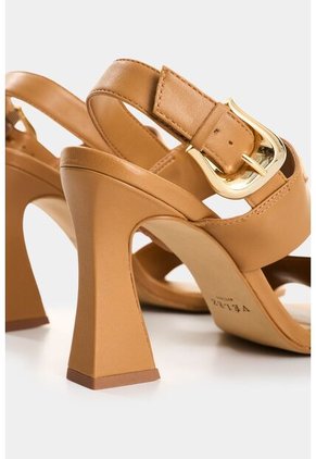 Sandalia Tacón De Cuero Para Mujer Kira Sandalia Tacón De Cuero Para Mujer Kira Miel 39 VÉLEZ