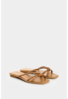 Sandalia Plana De Cuero Para Mujer Sole Sandalia Plana De Cuero Para Mujer Sole Miel 35 VÉLEZ
