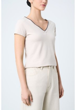 Camiseta Básica Para Mujer Millaré Metálico Decorativo Camiseta Básica Para Mujer Millaré Metálico Decorativo Arena M VÉLEZ