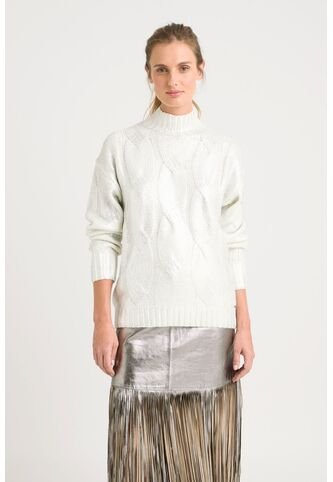 Sweater Rock En Tejido Rectilíneo Para Mujer Efecto Metalizado Sweater Rock En Tejido Rectilíneo Para Mujer Efecto Metalizado Crema L VÉLEZ Vélez
