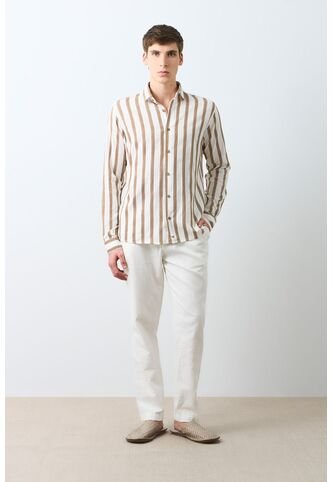 Camisa Manga Larga Rayas Para Hombre Tessa Camisa Manga Larga Rayas Para Hombre Tessa Cafe S VÉLEZ Vélez