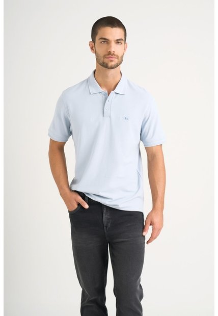 Polo Para Hombre Semi Fit Detalle Jacquard Polo Para Hombre Semi Fit Detalle Jacquard Azul Claro XXL VÉLEZ