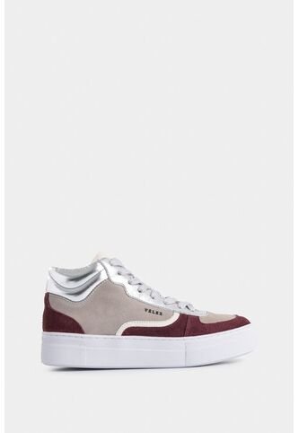 Tenis Tipo Bota Magena De Cuero Para Mujer Acabado Vintage Tenis Tipo Bota Magena De Cuero Para Mujer Acabado Vintage Gris 39 VÉLEZ Vélez