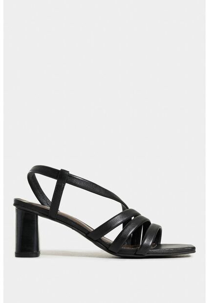 Sandalia Tacón Gobi De Cuero Liso Para Mujer Straps Sandalia Tacón Gobi De Cuero Liso Para Mujer Straps Negro 40 VÉLEZ