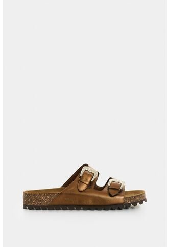 Sandalia Plana De Cuero Folia Para Mujer Pilos Sandalia Plana De Cuero Folia Para Mujer Pilos Bronce 36 VÉLEZ Vélez