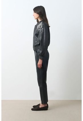 Chaqueta Bomber De Cuero Para Mujer Luzia Chaqueta Bomber De Cuero Para Mujer Luzia Negro XXL VÉLEZ