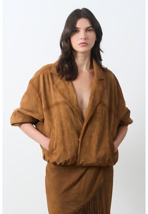 Chaqueta Bomber De Gamuza Para Mujer Serrano Chaqueta Bomber De Gamuza Para Mujer Serrano Miel XL VÉLEZ