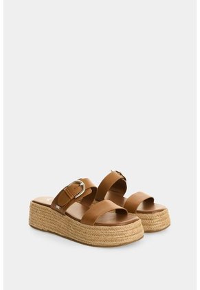 Sandalia Plataforma En Cuero Y Yute Para Mujer Ikal Sandalia Plataforma En Cuero Y Yute Para Mujer Ikal Miel 41 VÉLEZ
