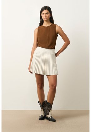 Falda Wrap Plisada Para Mujer Lumbre Falda Wrap Plisada Para Mujer Lumbre Crema 10 VÉLEZ