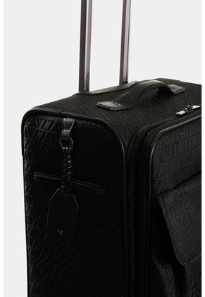 Maleta De Viaje Bloom En Jacquard Para Mujer Apliques Cuero Maleta De Viaje Bloom En Jacquard Para Mujer Apliques Cuero Negro VÉLEZ