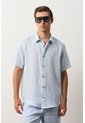 Camisa En Lino Manga Corta Siena Para Hombre Camisa En Lino Manga Corta Siena Para Hombre Azul Claro XS VÉLEZ de Vélez