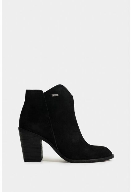 Botines Alpha De Cuero Gamuzado Para Mujer Silueta Asimétrica Botines Alpha De Cuero Gamuzado Para Mujer Silueta Asimétrica Negro 40 VÉLEZ