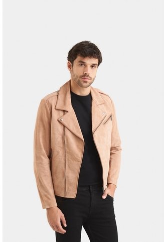 Chaqueta Biker De Gamuza Para Hombre Cremallera Cruzada Chaqueta Biker De Gamuza Para Hombre Cremallera Cruzada Arena M VÉLEZ Vélez