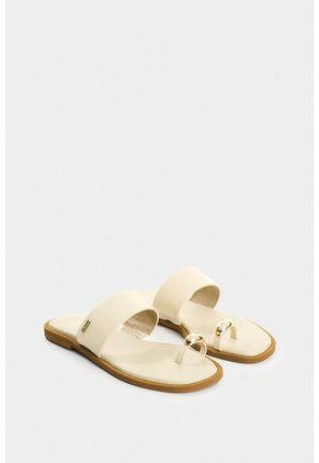 Sandalia Plana De Cuero Para Mujer Thala Sandalia Plana De Cuero Para Mujer Thala Beige 40 VÉLEZ