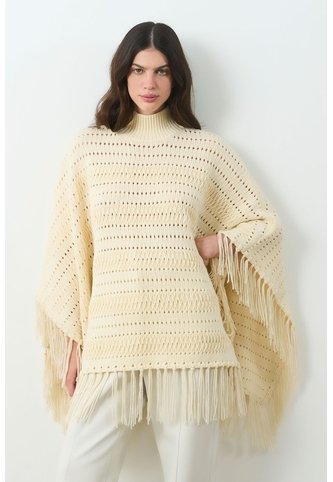 Poncho Tejido Thani Para Mujer Poncho Tejido Thani Para Mujer Crema XL VÉLEZ Vélez
