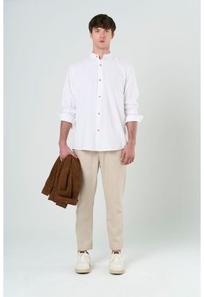 Camisa Manga Larga Para Hombre Cuello Nerú Camisa Manga Larga Para Hombre Cuello Nerú Blanco L VÉLEZ