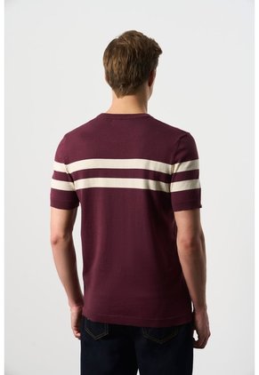 Camiseta Franjas 2 Tejida Para Hombre Manga Corta Camiseta Franjas 2 Tejida Para Hombre Manga Corta Vinotinto M VÉLEZ