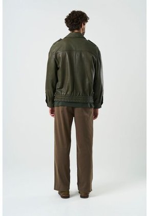 Chaqueta Bomber De Cuero Para Hombre Meridian Chaqueta Bomber De Cuero Para Hombre Meridian Verde Oliva XXXL VÉLEZ