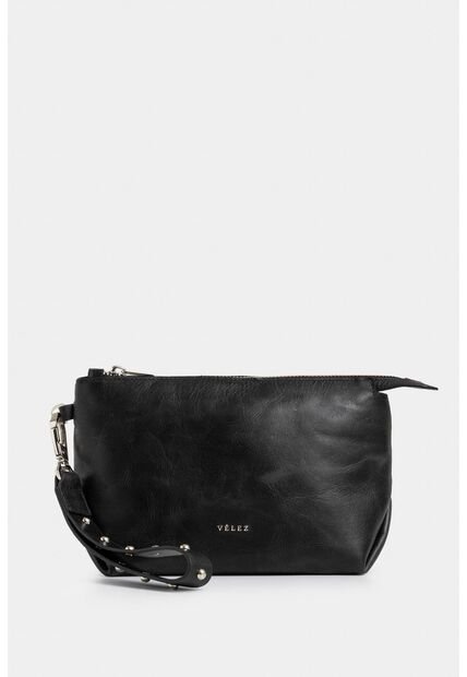 Cosmetiquera Cuzzo De Cuero Para Mujer Manija Taches Cosmetiquera Cuzzo De Cuero Para Mujer Manija Taches Negro Vélez