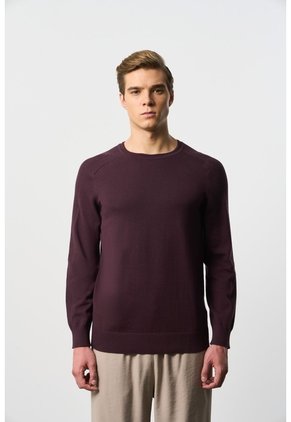 Sweater Tejido En Algodón Para Hombre Manga Ranglan Sweater Tejido En Algodón Para Hombre Manga Ranglan Vinotinto XS VÉLEZ