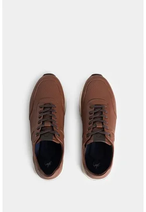 Tenis Vuelos De Cuero Para Hombre Combinación De Texturas Tenis Vuelos De Cuero Para Hombre Combinación De Texturas Miel 43 VÉLEZ