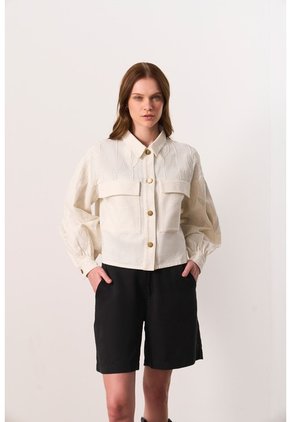 Chaqueta Trucker Oversize Para Mujer Terral Chaqueta Trucker Oversize Para Mujer Terral Crema S VÉLEZ