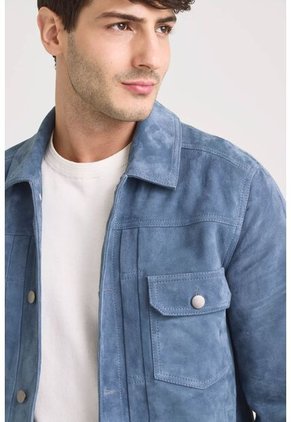 Chaqueta Zambeze De Gamuza Para Hombre Cuello Camisero Chaqueta Zambeze De Gamuza Para Hombre Cuello Camisero Lila L VÉLEZ