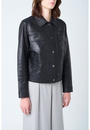 Chaqueta Kalaha De Cuero Para Mujer Silueta Trucker Chaqueta Kalaha De Cuero Para Mujer Silueta Trucker Negro M VÉLEZ