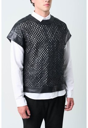 Camisilla Orion De Cuero Para Hombre Tejida Camisilla Orion De Cuero Para Hombre Tejida Negro S VÉLEZ