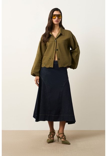 Chaqueta En Dril Para Mujer Runas Chaqueta En Dril Para Mujer Runas Verde Oliva M VÉLEZ