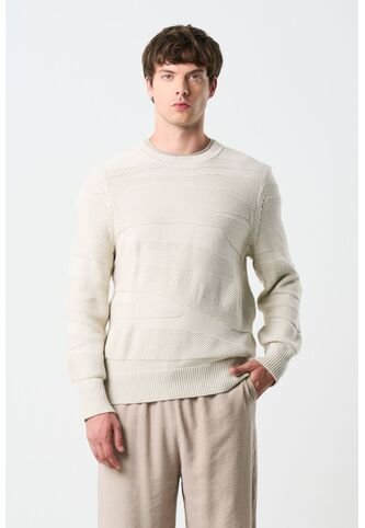Sweater Cuello Redondo Calafate Para Hombre Efecto Texturas Sweater Cuello Redondo Calafate Para Hombre Efecto Texturas Crema L VÉLEZ Vélez