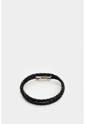 Manilla De Cuero Trenzado Para Hombre Sienna Manilla De Cuero Trenzado Para Hombre Sienna Negro VÉLEZ