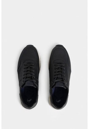 Tenis Vuelos De Cuero Para Hombre Combinación De Texturas Tenis Vuelos De Cuero Para Hombre Combinación De Texturas Negro 41 VÉLEZ