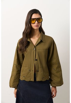 Chaqueta En Dril Para Mujer Runas Chaqueta En Dril Para Mujer Runas Verde Oliva M VÉLEZ