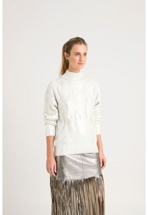 Sweater Rock En Tejido Rectilíneo Para Mujer Efecto Metalizado Sweater Rock En Tejido Rectilíneo Para Mujer Efecto Metalizado Crema XL Vélez