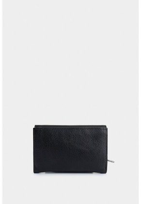 Billetera Real De Cuero Para Mujer Con Monedero Billetera Real De Cuero Para Mujer Con Monedero Negro VÉLEZ