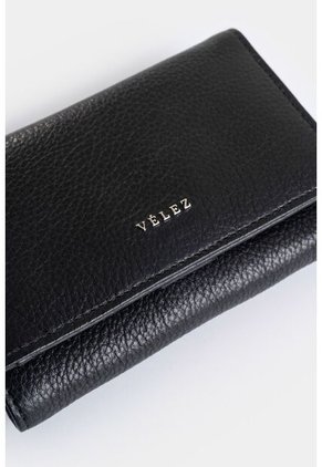 Billetera Real De Cuero Para Mujer Con Monedero Billetera Real De Cuero Para Mujer Con Monedero Negro VÉLEZ