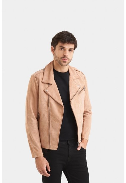 Chaqueta Biker De Gamuza Para Hombre Cremallera Cruzada Chaqueta Biker De Gamuza Para Hombre Cremallera Cruzada Arena L VÉLEZ
