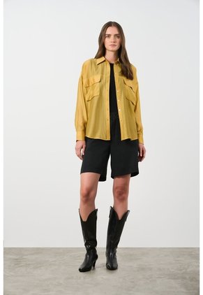 Camisa Manga Larga Para Mujer Pearl Camisa Manga Larga Para Mujer Pearl Mostaza L VÉLEZ
