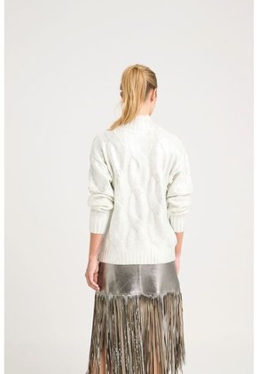 Sweater Rock En Tejido Rectilíneo Para Mujer Efecto Metalizado Sweater Rock En Tejido Rectilíneo Para Mujer Efecto Metalizado Crema XL Vélez