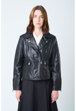 Chaqueta Biker Island De Cuero Para Mujer Fit Ajustado Chaqueta Biker Island De Cuero Para Mujer Fit Ajustado Negro XXL VÉLEZ