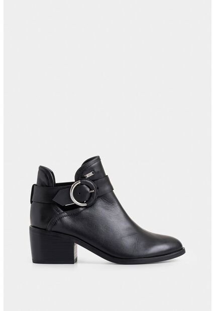 Botines Tacón Campina De Cuero Hebilla Negro Botines Tacón De Cuero Hebilla Negro 34 VÉLEZ