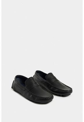 Mocasines Oporto De Cuero Para Hombre Efecto Tamponado Mocasines Oporto De Cuero Para Hombre Efecto Tamponado Negro 45 VÉLEZ
